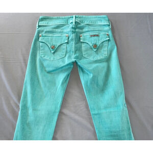 Hudson Collin Skinny Crop Lightweight Stretch Jeans. Aqua Green, Size 26. GUC!!